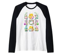 Happy Easter GNOME Graphic for Family Cute Egg Hunting Squad Maglia con Maniche Raglan