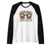 Happy Easter Graphic for Women Men Kids Floral Spring Gnomes Maglia con Maniche Raglan
