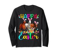 Happy Easter Horse Lover Tre Cavalli Indossare Orecchio Coniglio Maglia a Manica