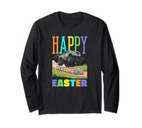Happy Easter Monster Truck Cool Digger Ragazzi Bambini Bambino Maglia a Manica