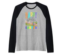 Happy Easter Monster Truck Cool Digger Ragazzi Bambini Bambino Maglia con Maniche Raglan