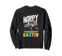 Happy Easter Monster Truck Viola Pickup Basket Uova Ragazzi Felpa