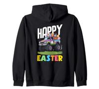 Happy Easter Monster Truck Viola Pickup Basket Uova Ragazzi Felpa con Cappuccio