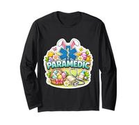 Happy Easter Paramedic EMT EMS Star of Life Bunny Uova Orecchie Maglia a Manica