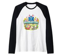 Happy Easter Paramedic EMT EMS Star of Life Bunny Uova Orecchie Maglia con Maniche Raglan