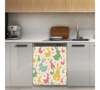 Happy Easter Polka Dot - Magnete magnetico per lavastoviglie, coniglietto con decorazione magnetica, per frigorifero, cucina, porta, 58,4 x 66 cm