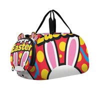 Happy Easter Rabbit Cartone Rosso Bambini Carino Borsa da Palestra con Scompartimento Scarpe Grande Capacità Ginnastica Borsa Sportiva per Scuola Pratica, Sport, Viaggi