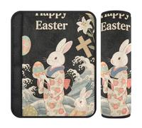 Happy Easter Rabbit - Set di 2 fodere per cintura di sicurezza in stile giapponese, per liberare lo stress sul collo e sulle spalle, per van funda para cinturón de carro