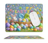 Happy Easter Tappetino per mouse antiscivolo impermeabile tappetino per mouse personalizzato in pelle PU tappetino per mouse quadrato tappetino per mouse ultra sottile per ufficio casa 25,4 x 20,3 cm