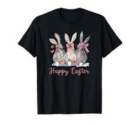 Happy Easter Three Spring Bunny Hoppy Artistic Easter Visual Maglietta