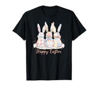 Happy Easter Three Spring Bunny Hoppy Carino Prato Pasquale Maglietta