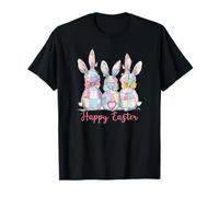 Happy Easter Tre Spring Bunny Hoppy Semplice Coniglio di Pasqua Maglietta