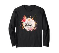 Happy Easter Tshirts Ghirlanda Fiori Misto Uova Stampa Pasqua Maglia a Manica