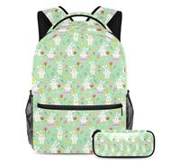 Happy Easter Upgrade Your School Essentials, zaino con astuccio, perfetto per ragazzi, ragazze e adolescenti, Multicolore#06, B:29.4x20x40cm P:19x7.5x3.8cm, Zaini Daypack