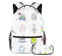 Happy Easter Upgrade Your School Essentials, zaino con astuccio, perfetto per ragazzi, ragazze e adolescenti, Multicolore#04, B:29.4x20x40cm P:19x7.5x3.8cm, Zaini Daypack