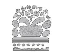 Happy Easter Words and Ears, fustelle in metallo per stencil, scrapbooking, goffratura, carta, cartoncino, album di ritagli, fustelle in metallo