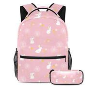Happy Easter Zaino con astuccio, set di 2 zaini per bambini per ragazzi ragazze adolescenti, borsa per libri da viaggio per studenti, Multicolore#04, B:29.4x20x40cm P:19x7.5x3.8cm, Zaini Daypack