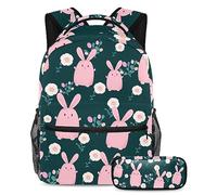 Happy Easter Zaino con astuccio, set di 2 zaini per bambini per ragazzi ragazze adolescenti, borsa per libri da viaggio per studenti, Multicolore#05, B:29.4x20x40cm P:19x7.5x3.8cm, Zaini Daypack