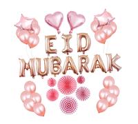 Happy Eid Mubarak Foil Balloons Pink Ramadan Balloons Banner EID Decorazioni per
