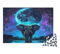 Happy Elephants Bathing in Forest Stream Jigsaw Puzzle Impossibili 1000 Pezzi Decorazione Per La Casa. Rilassamento E Intelligence Per Adulti E Bambini Da 12 Anni 52x38cm/1000pcs
