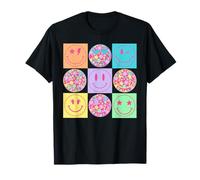 Happy Face Smile Motivo Floreale Retro Vibes Uomini Donne Bambino Maglietta