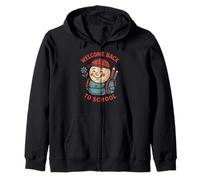 Happy Face, vestito da insegnante da donna, con scritta "Welcome Back To School Felpa con Cappuccio