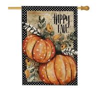 Happy Fall - Bandiera da giardino con zucca, arancione a pois autunnali, bandiera decorativa in iuta su entrambi i lati, per esterni, 71 x 101 cm