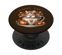 Happy Fall Cat Graphic For Women Kawaii Kitten Cute Autumn PopSockets PopGrip Adesivo