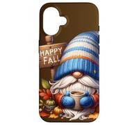 Happy Fall Coffee Gnome With Hot Cocoa Mug And Autumn Vibes Custodia per iPhone 16