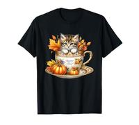 Happy Fall Coffee Mug for Kitten Lover Cute Autumn Fall Cat Maglietta