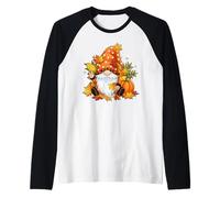 Happy Fall GNOME Zucca Autunno Ringraziamento Uomini Donne Maglia con Maniche Raglan