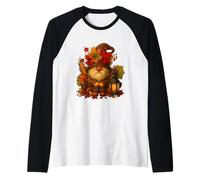 Happy Fall GNOME Zucca Autunno Ringraziamento Uomini Donne Maglia con Maniche Raglan