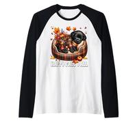 Happy Fall Saying for Labrador Lover Black Labrador Graphic Maglia con Maniche Raglan