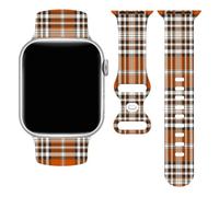Happy Fall Y'all Cinturino arancione a quadri compatibile con Apple Watch da 42 mm, 44 mm, 45 mm, cinturino in silicone per cinturino del Ringraziamento, accessori di ricambio per iWatch serie 8, 7,