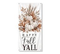 Happy Fall Y'all - Copertura decorativa per porta, decorazione rustica con zucca, floreale, per interni ed esterni, festival autunnali, forniture per vacanze, 91 x 183 cm