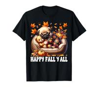 Happy Fall YALL Decor Autumn Vibes Cozy Season Cute Fall Pug Maglietta