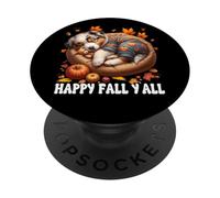 Happy Fall Yall For Puppy Lover And Australian Shepherd Mom PopSockets PopGrip Adesivo