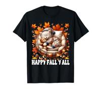 Happy Fall YALL Graphic for Cat Lover Cute Kitten Autumn Cat Maglietta