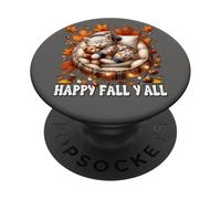 Happy Fall Yall Graphic For Cat Lover Cute Kitten Autumn Cat PopSockets PopGrip Adesivo