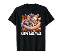 Happy Fall YALL Graphic for Women Girls Cute Chihuahua Puppy Maglietta