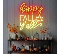 Happy Fall Y'all Insegna al neon, festa del Ringraziamento, decorazione da giardino, regali personalizzati, arte al neon
