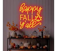 Happy Fall Y'all Insegna al neon, festa del Ringraziamento, decorazione da giardino, regali personalizzati, arte al neon