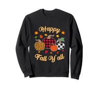 Happy Fall Y'All Leopard Zucca Stagione Autunno Donne Ragazze Felpa