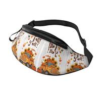 Happy Fall Y'all - Marsupio a tracolla alla moda con stampa di zucca, unisex, per il giorno del Ringraziamento, vita regolabile, per avventurieri all'aperto, confezione durevole per attrezzatura da