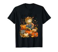 Happy Fall Y'All Scarecrow Pumpkin Autumn Farmhouse Lovers Maglietta