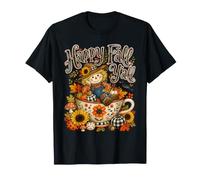 Happy Fall Y'All Scarecrow Pumpkin Autumn Farmhouse Lovers Maglietta