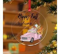 Happy Fall Zucca Foglia Camion Appeso Ornamenti Acquerello Blu Fattoria Camion Unico Ricordo Trasparente Dischi Acrilici Autunno Raccolto Ringraziamento Vacanza Natale Palla Decorazione Albero Regalo