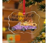 Happy Fall Zucca Foglia Camion Ornamenti Appesi Croce Foglie Zucca Girasoli Ricordo Personalizzato Dischi Acrilici Trasparenti Patch Zucca Raccolta Camion Souvenir per Decorazione Albero di Natale