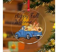 Happy Fall Zucca Foglia Camion Ornamenti di Natale Corone Autunnali Ringraziamento Elegante Ricordo Dischi Acrilici Trasparente Croce Foglie Zucca Girasoli Souvenir per Decorazione Albero di Natale