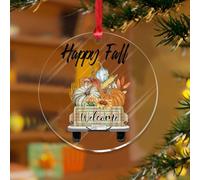 Happy Fall Zucca Foglia Camion Ornamenti di Natale Croce Foglie Zucca Girasoli Ricordo Personalizzato Dischi Acrilici Trasparenti Croce Religiosa Autunno Zucca Palla di Natale Decorazione Albero